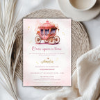 Watercolor Fairytale Princess Carriage Birthday Invitation