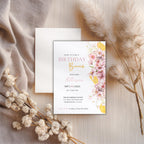 Watercolor Floral Citrus Birthday Brunch Invitation