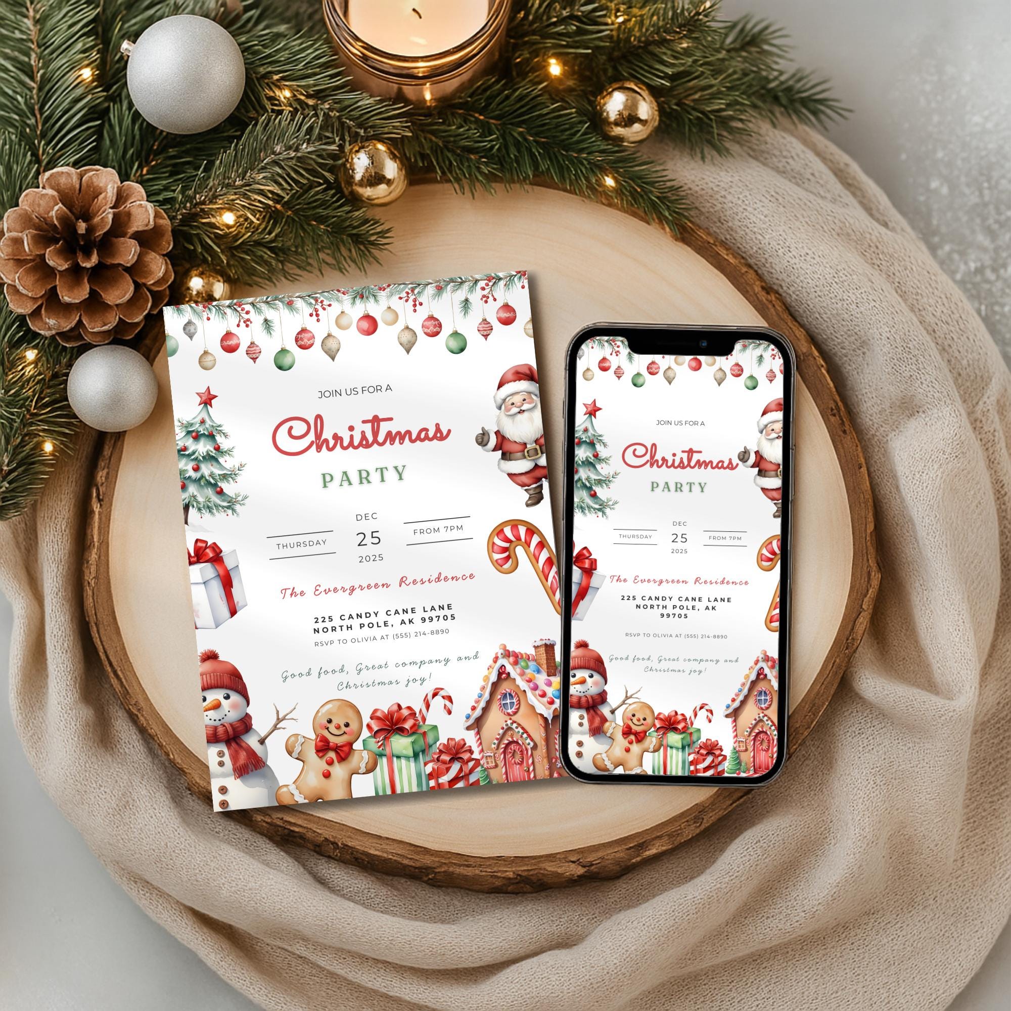 Gingerbread Christmas Invitation Template