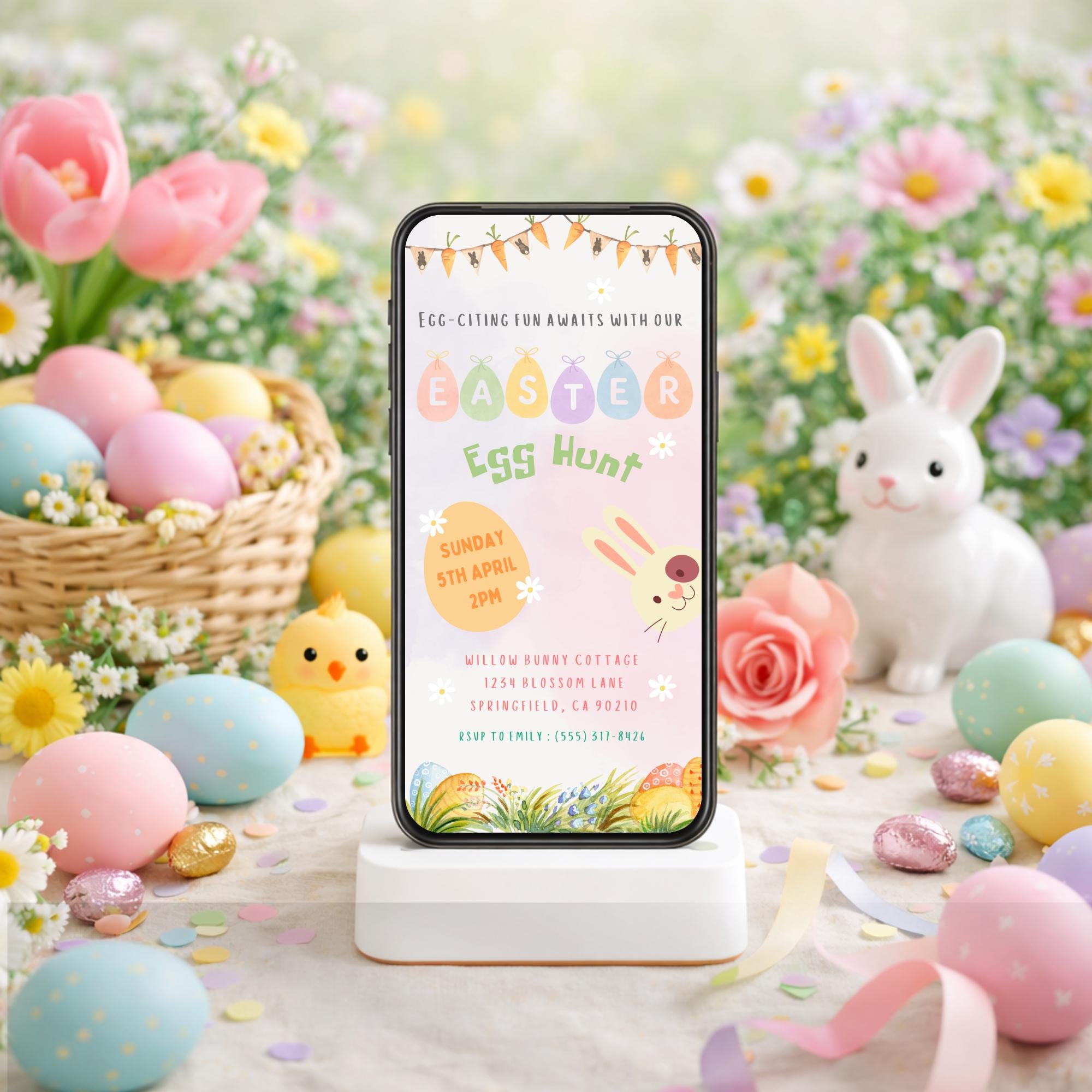 Watercolor Easter Egg Hunt Invitation