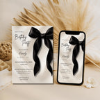 Black Bow Birthday Invitation