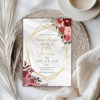 Elegant Gold Geometric Floral 75th Birthday Invitation