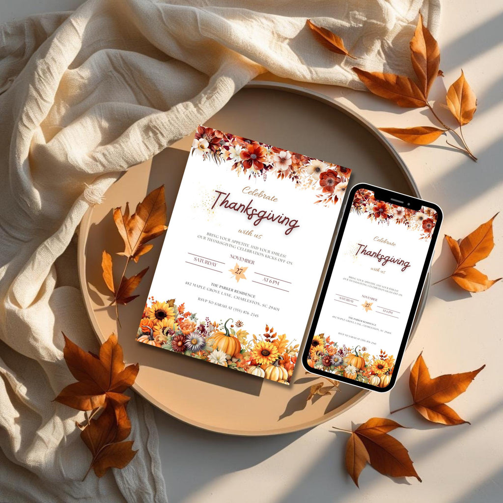 Autumn Thanksgiving Celebration Invitation