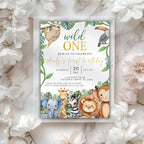 Wild One Safari Birthday Invitation