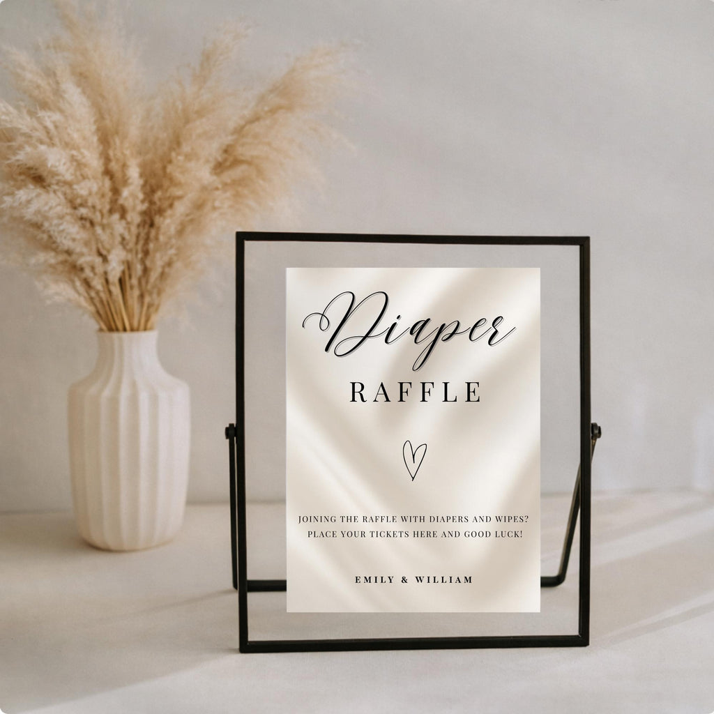 Elegant Gender Reveal Diaper Raffle Sign