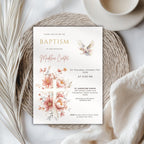 Blush Floral Dove Baptism Invitation