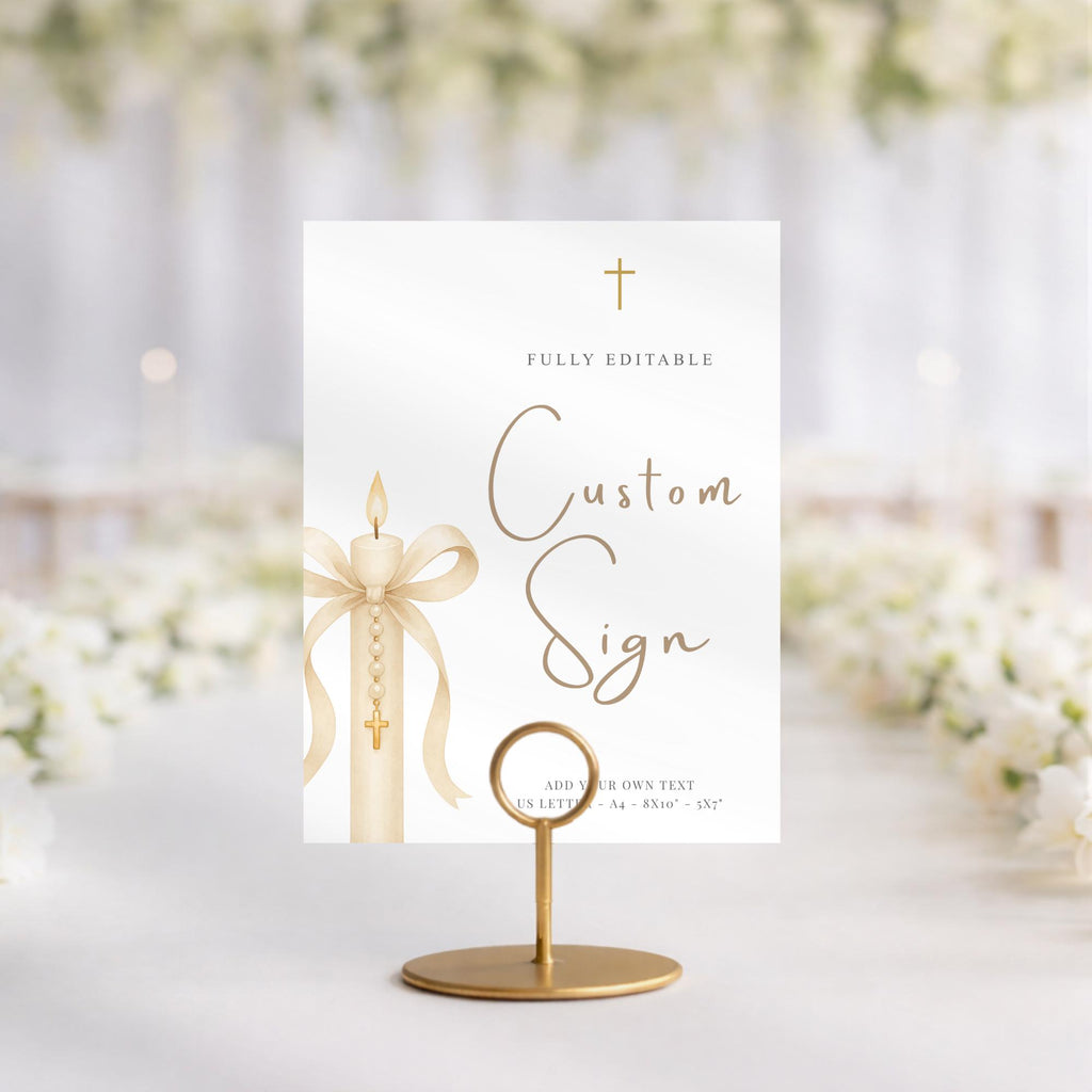 Gold Candle Baptism Custom Sign