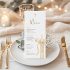 Gold Candle Baptism Menu Card