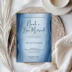Blue Watercolor Bar Mitzvah Invitation