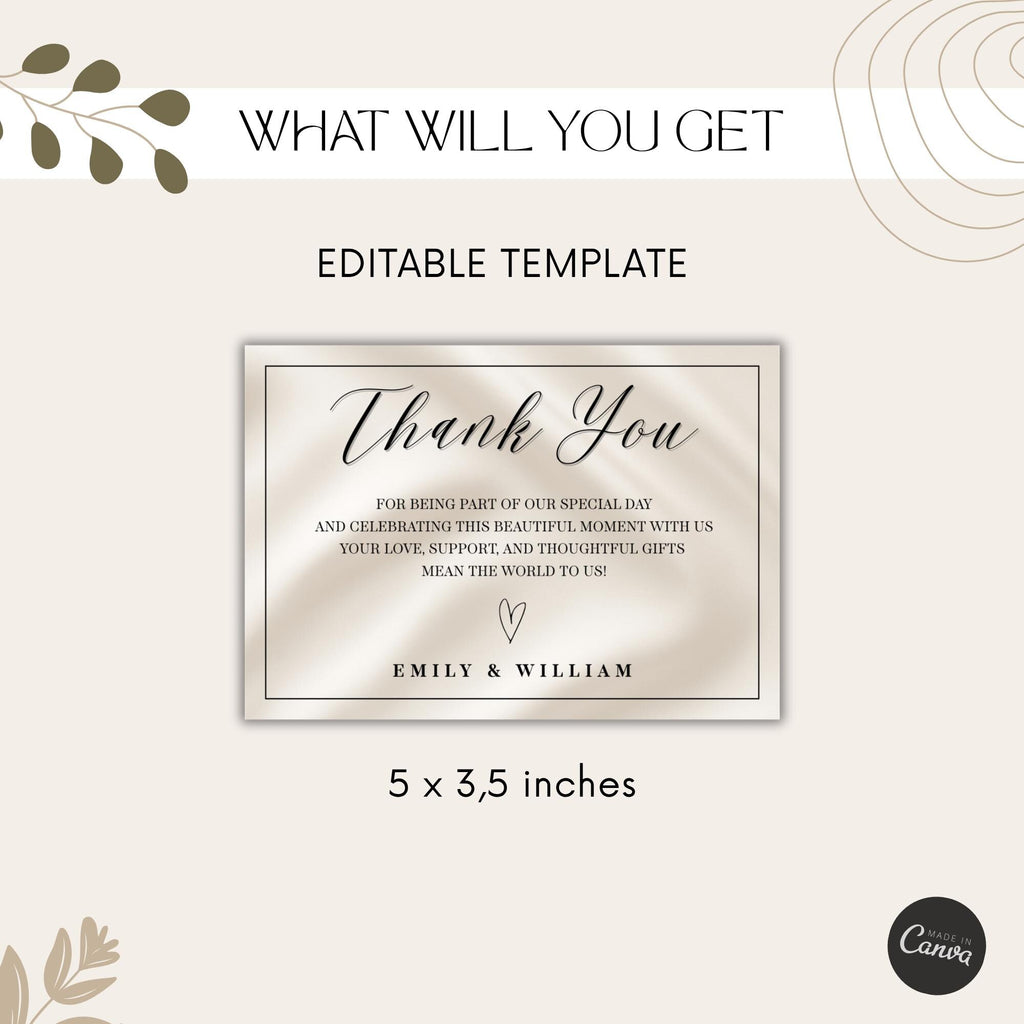 Elegant Gender Reveal Thank You Card