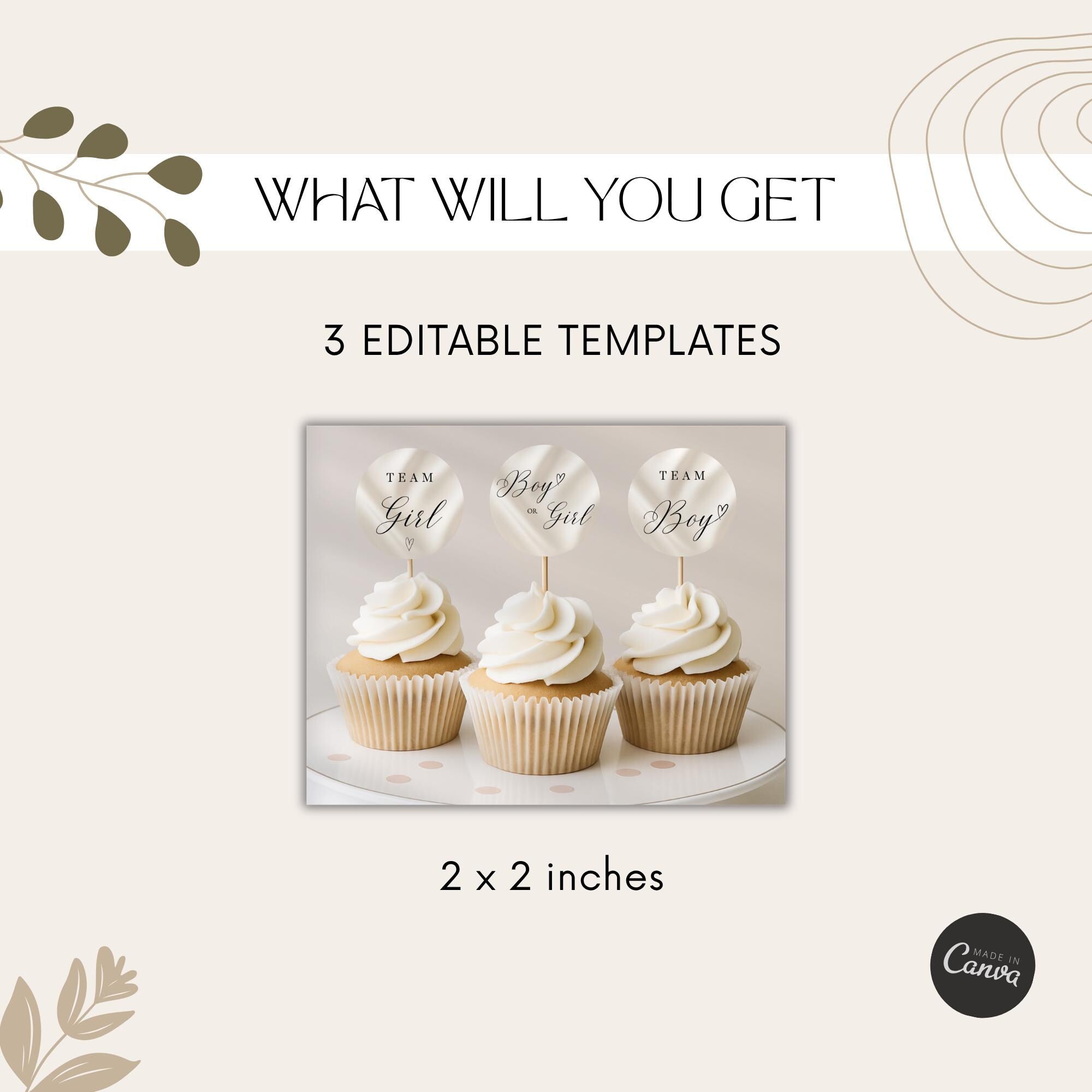 Elegant Gender Reveal Cupcake Toppers