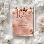 Rose Gold Balloon Birthday Invitation
