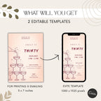 Minimalist Champagne Tower 30th Birthday Invitation