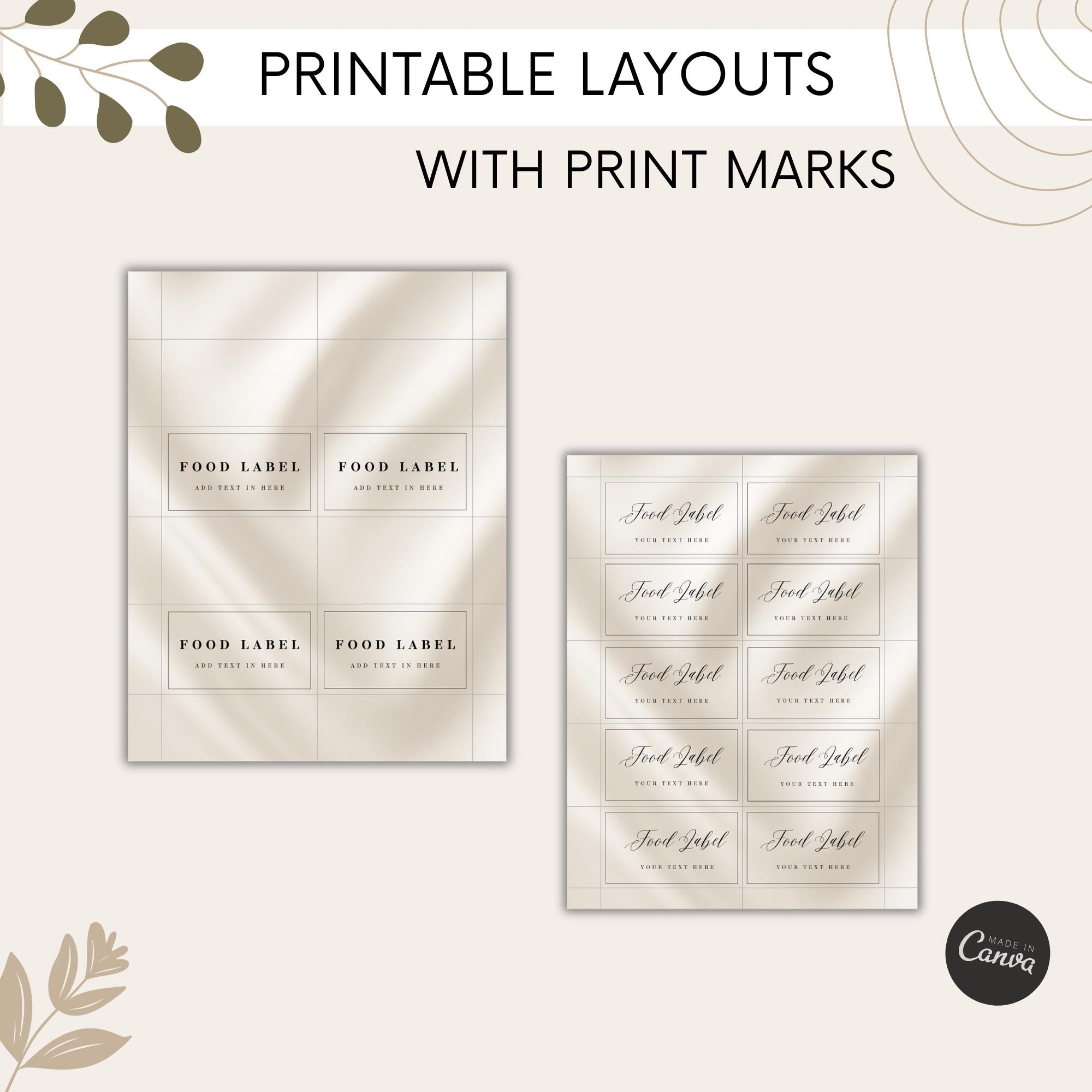 Elegant Black & White Food Labels