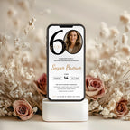 Modern 60th Birthday Invitation with Photo Number