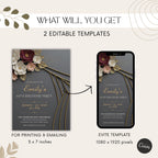 Elegant Burgundy Gold Floral 50th Birthday Invitation