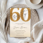 Elegant Gold Glitter Sixty 60th Birthday Invitation