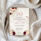 Elegant Burgundy Floral 70th Birthday Invitation