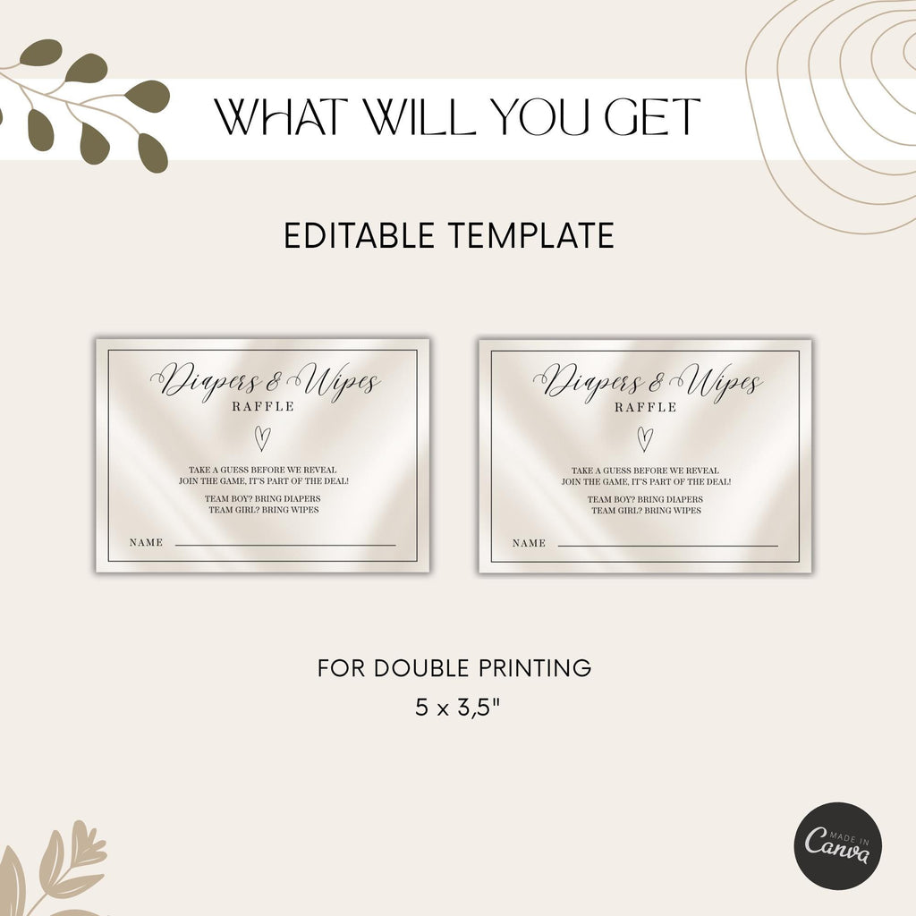 Elegant Gender Reveal Diaper Raffle Card