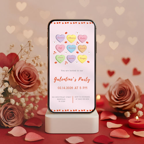 Candy Hearts Galentine's Party Invitation