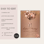 Rose Gold Balloon Elegant Birthday Invitation