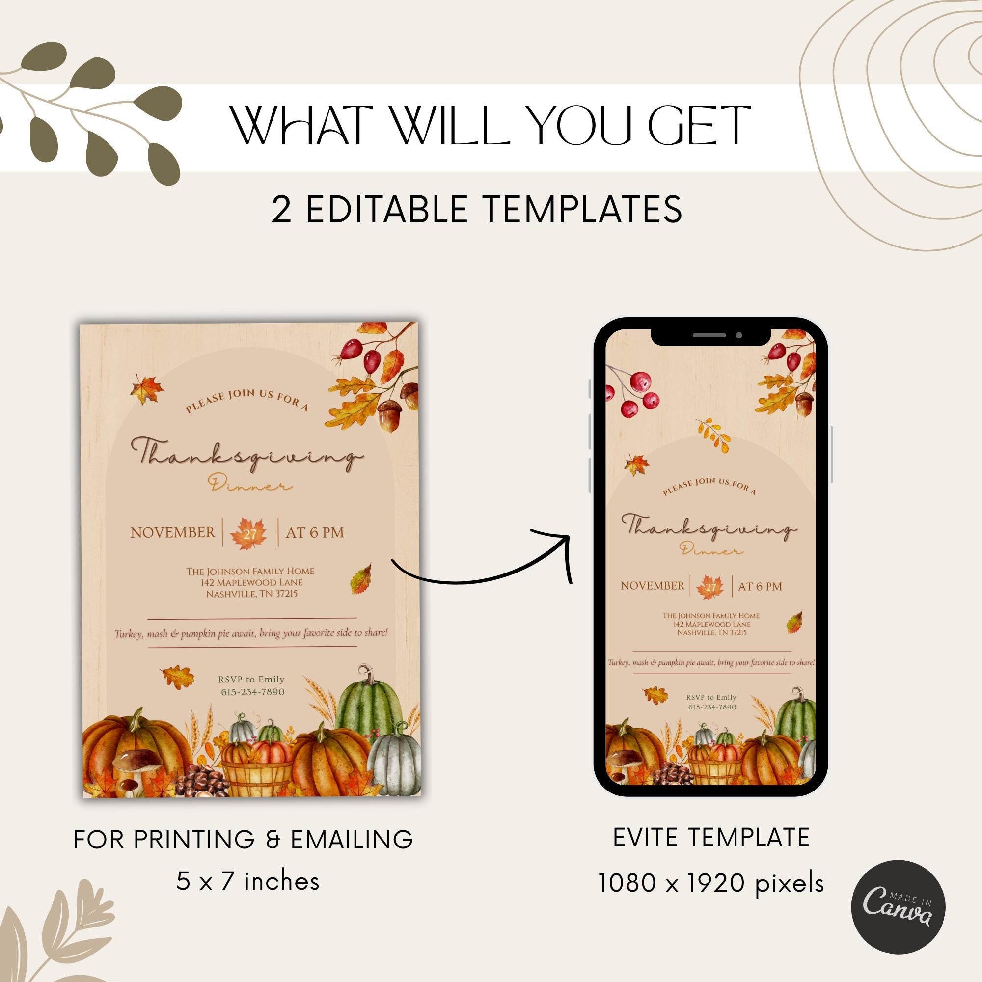 Pumpkin Fall Thanksgiving Dinner Invitation