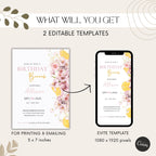 Watercolor Floral Citrus Birthday Brunch Invitation