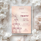 Minimalist Champagne Tower 30th Birthday Invitation