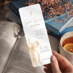Gold Candle Baptism Bookmark Favor