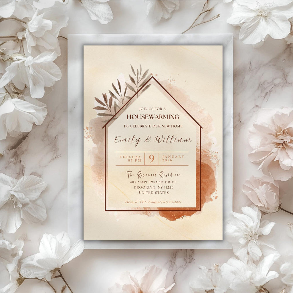 Watercolor Boho Housewarming Party Invitation