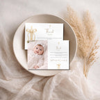 Gold Candle Baptism Photo Thank You Card