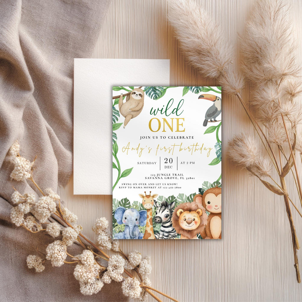Wild One Safari Birthday Invitation