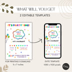 Rainbow Confetti Kids Birthday Invitation