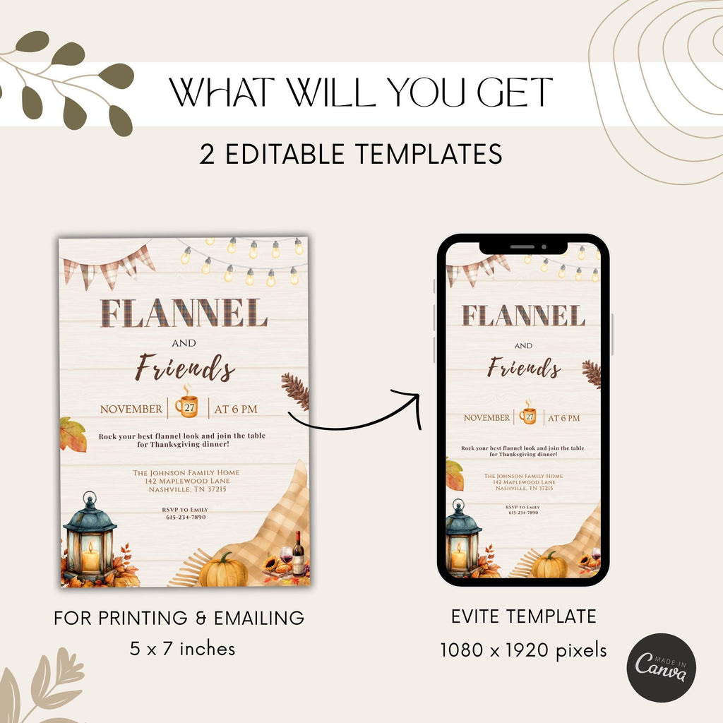 Flannel & Friends Thanksgiving Dinner Invitation