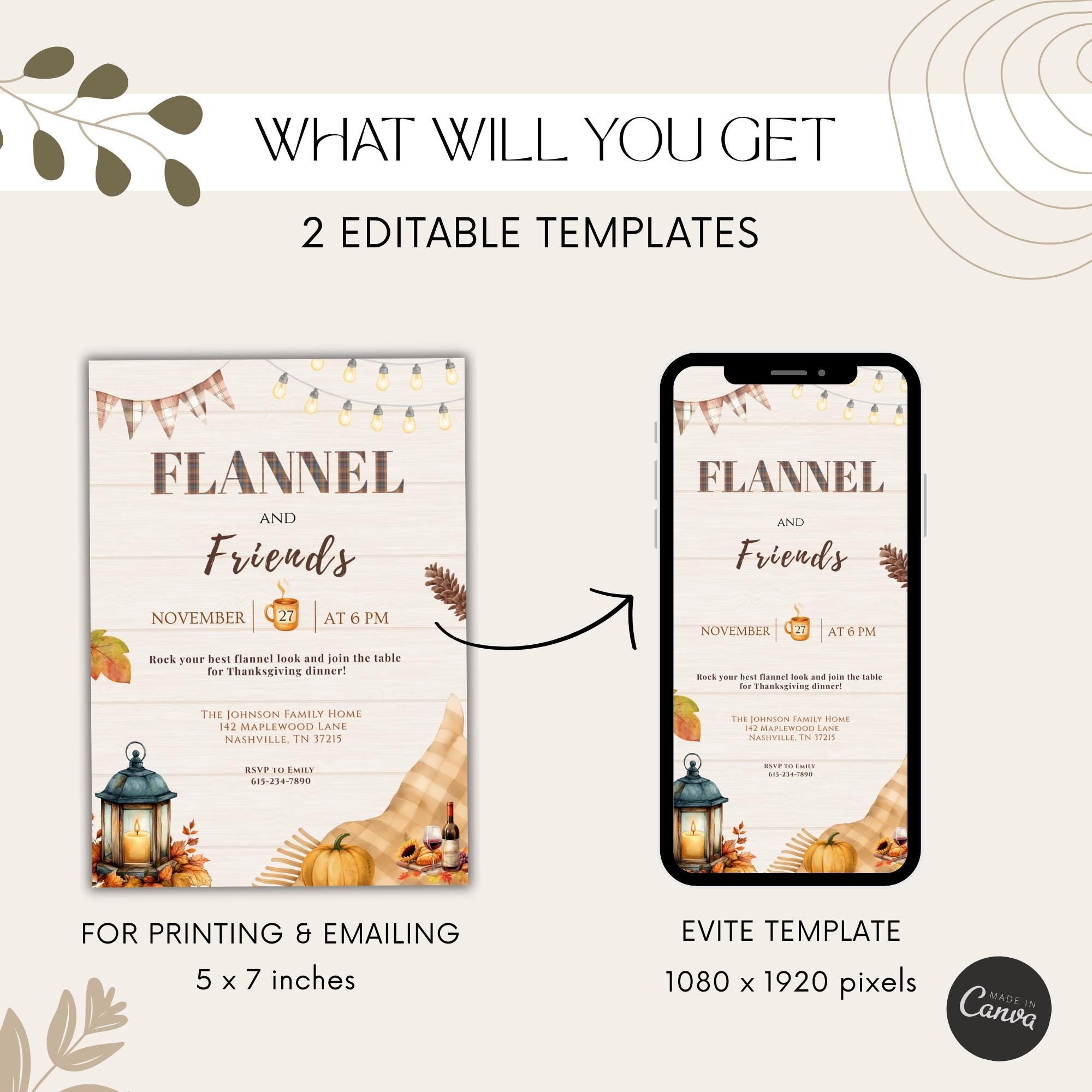 Flannel & Friends Thanksgiving Dinner Invitation