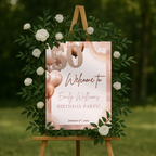 Rose Gold 50th Birthday Welcome Sign