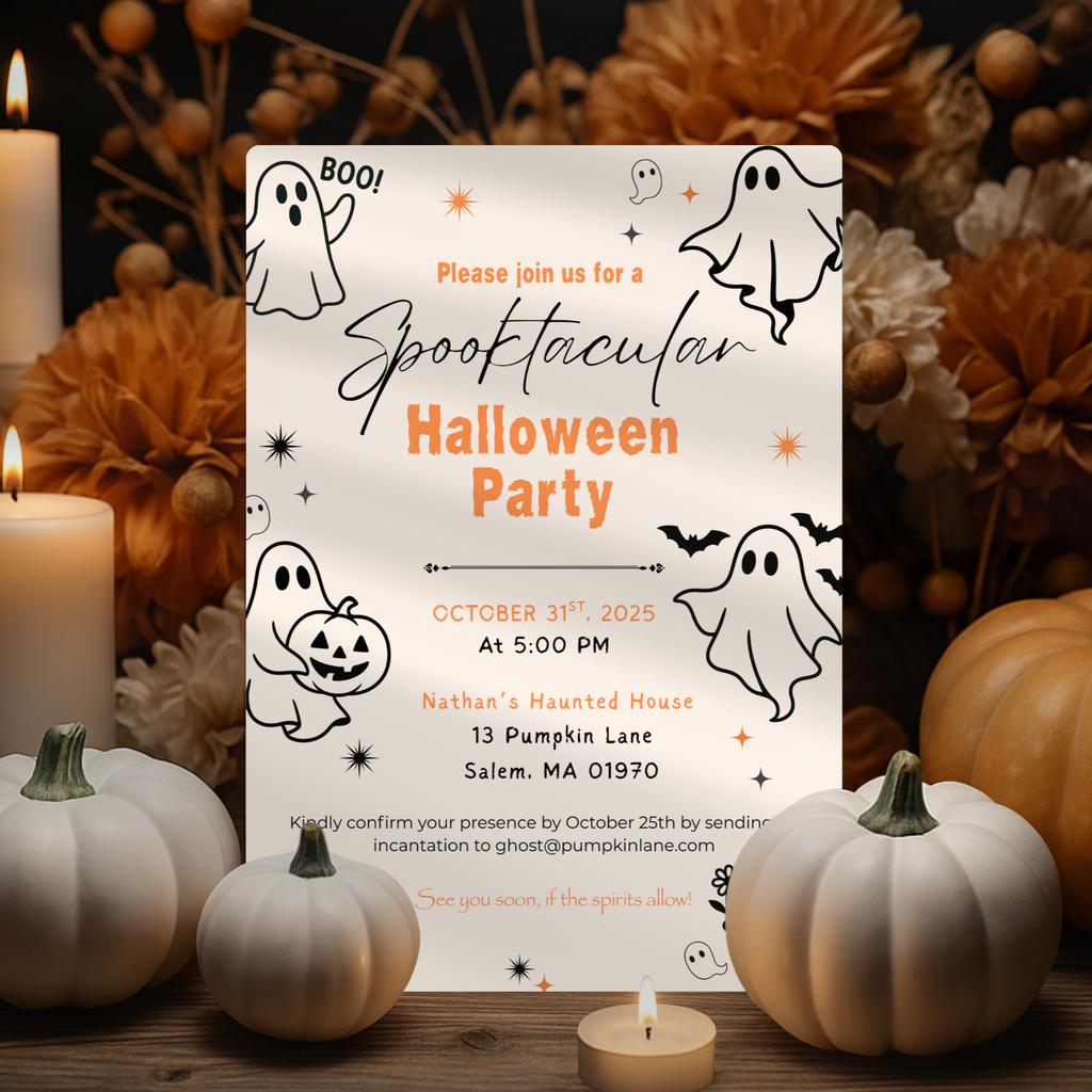 Cute Ghost Halloween Party Invitation