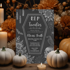 Gothic Halloween Coffin 30th Birthday Invitation
