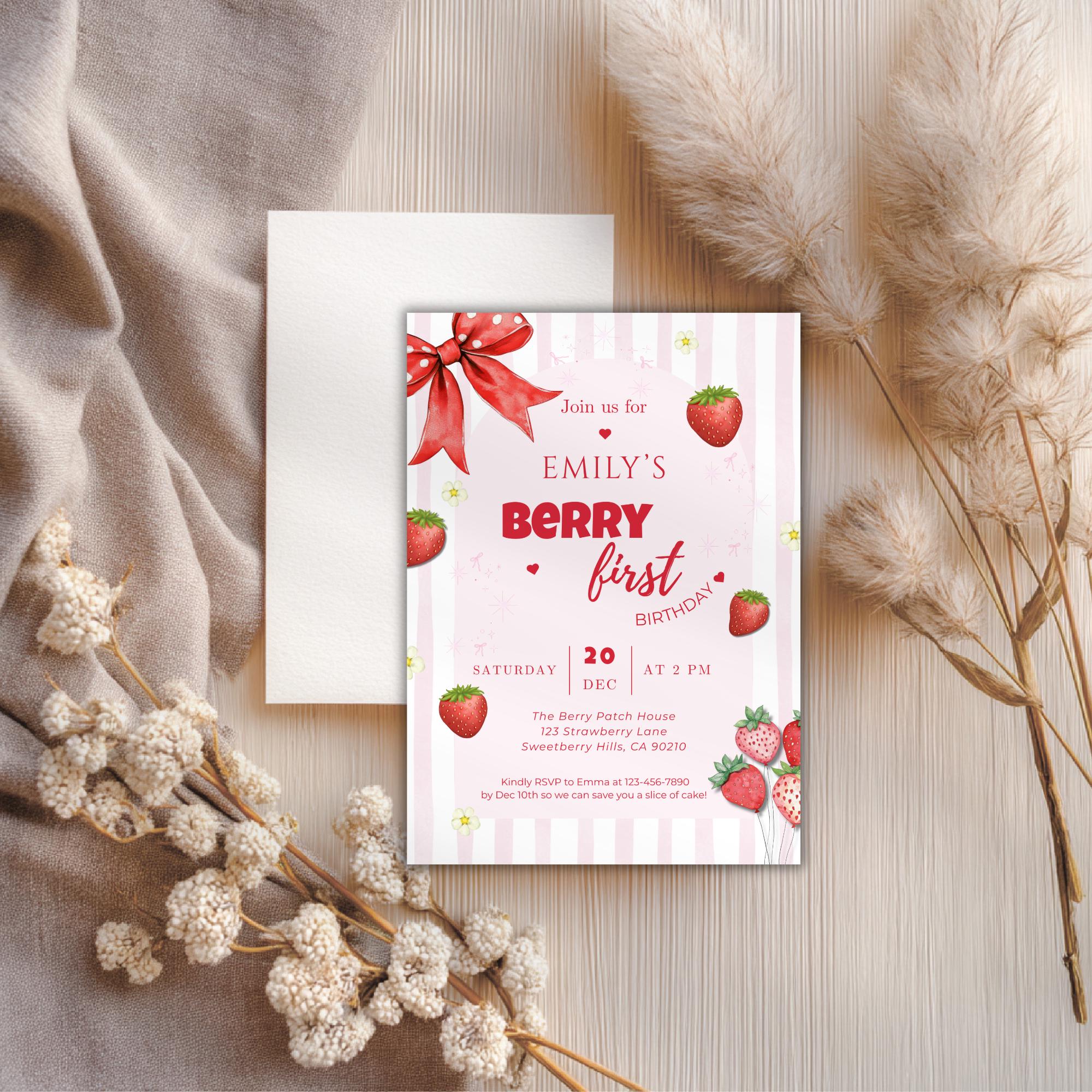 Berry First Birthday Invitation