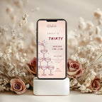Minimalist Champagne Tower 30th Birthday Invitation