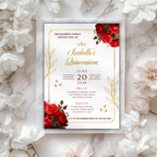 Elegant Red Rose Quinceañera Invitation