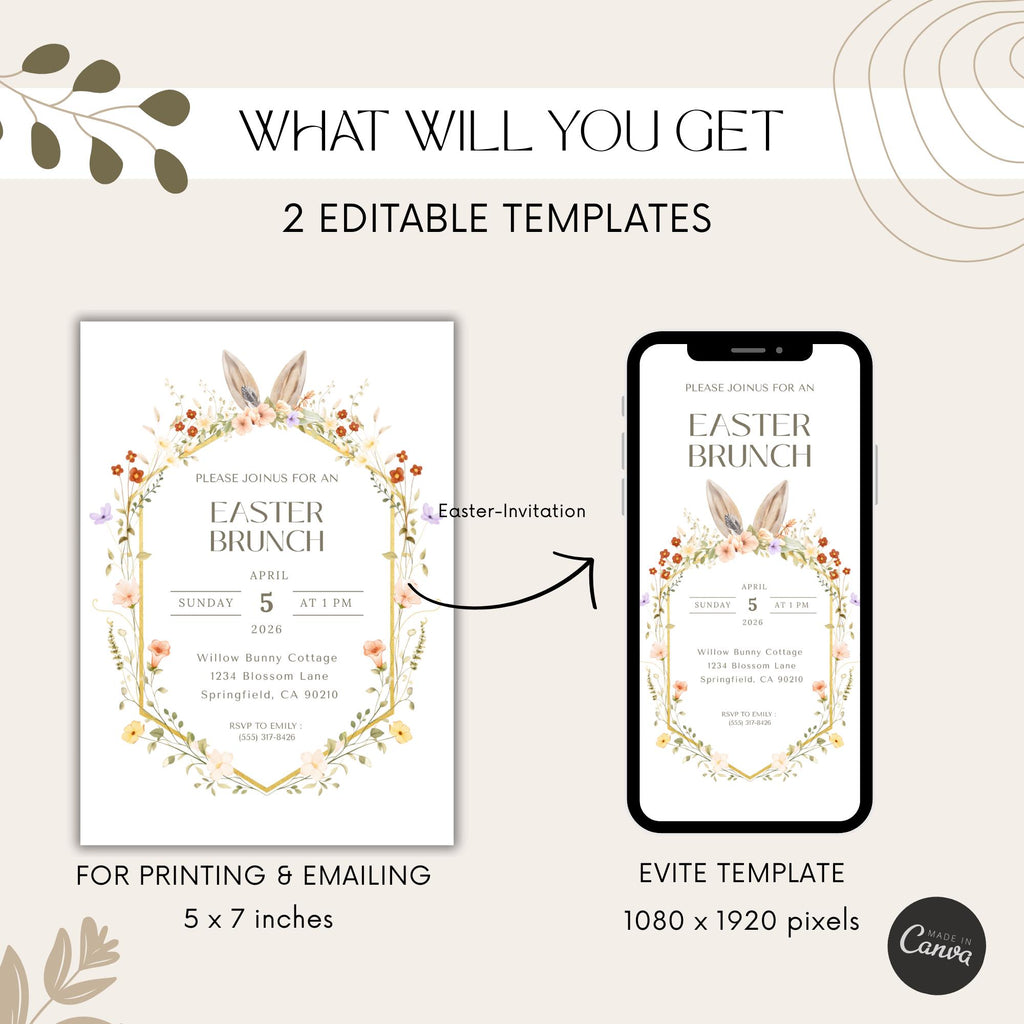 Floral Easter Brunch Invitation