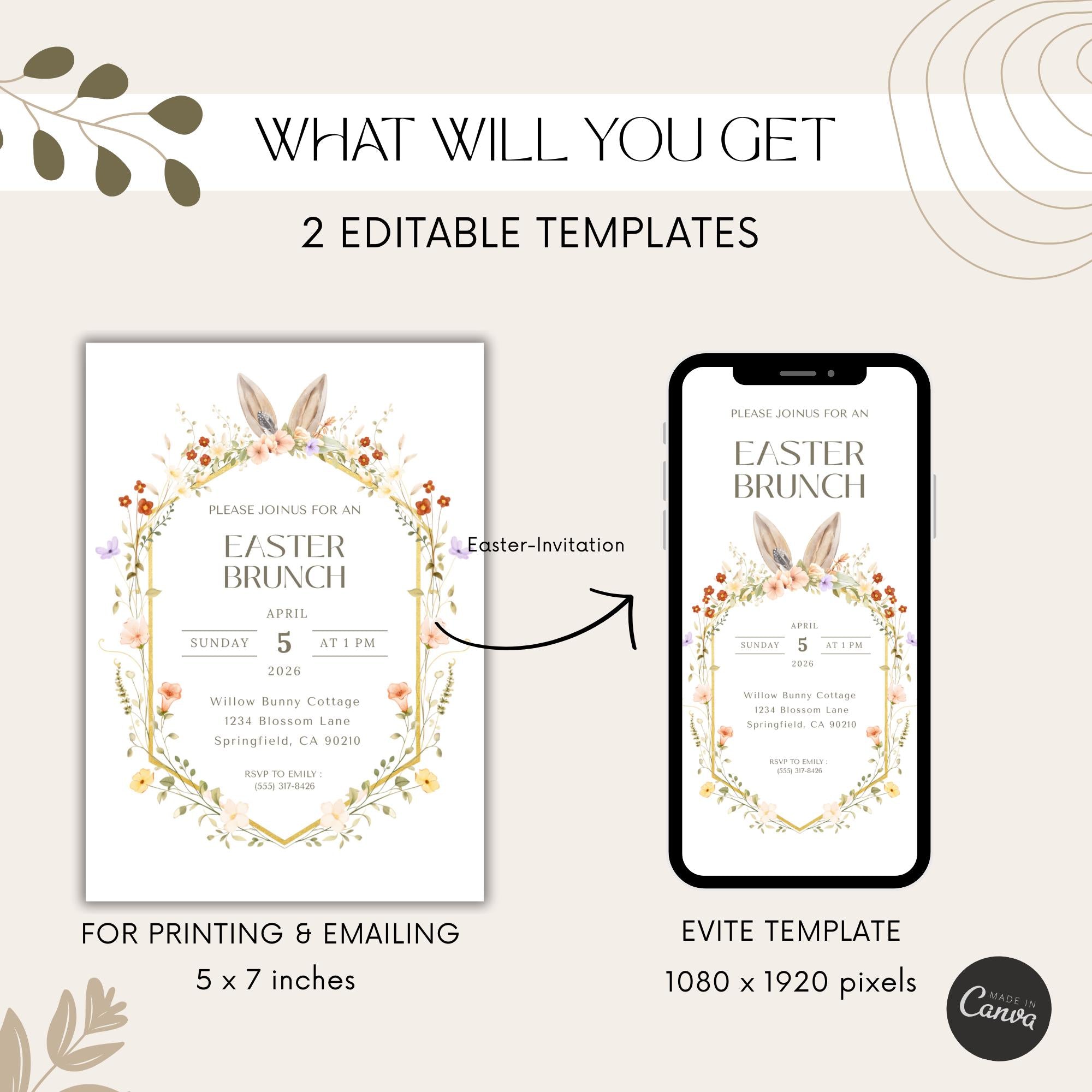 Floral Easter Brunch Invitation