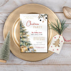 Watercolor Christmas Tree Party Invitation