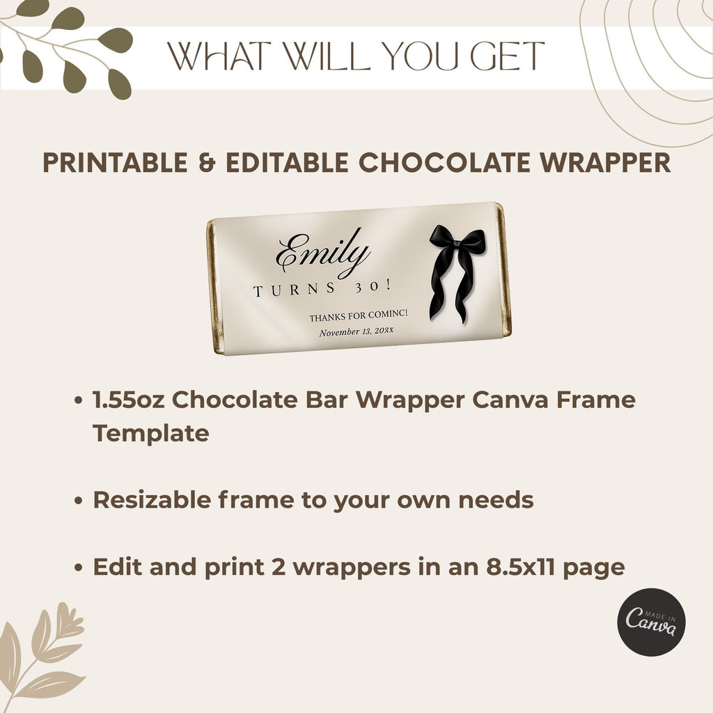 Black Bow Chocolate Bar Wrappers