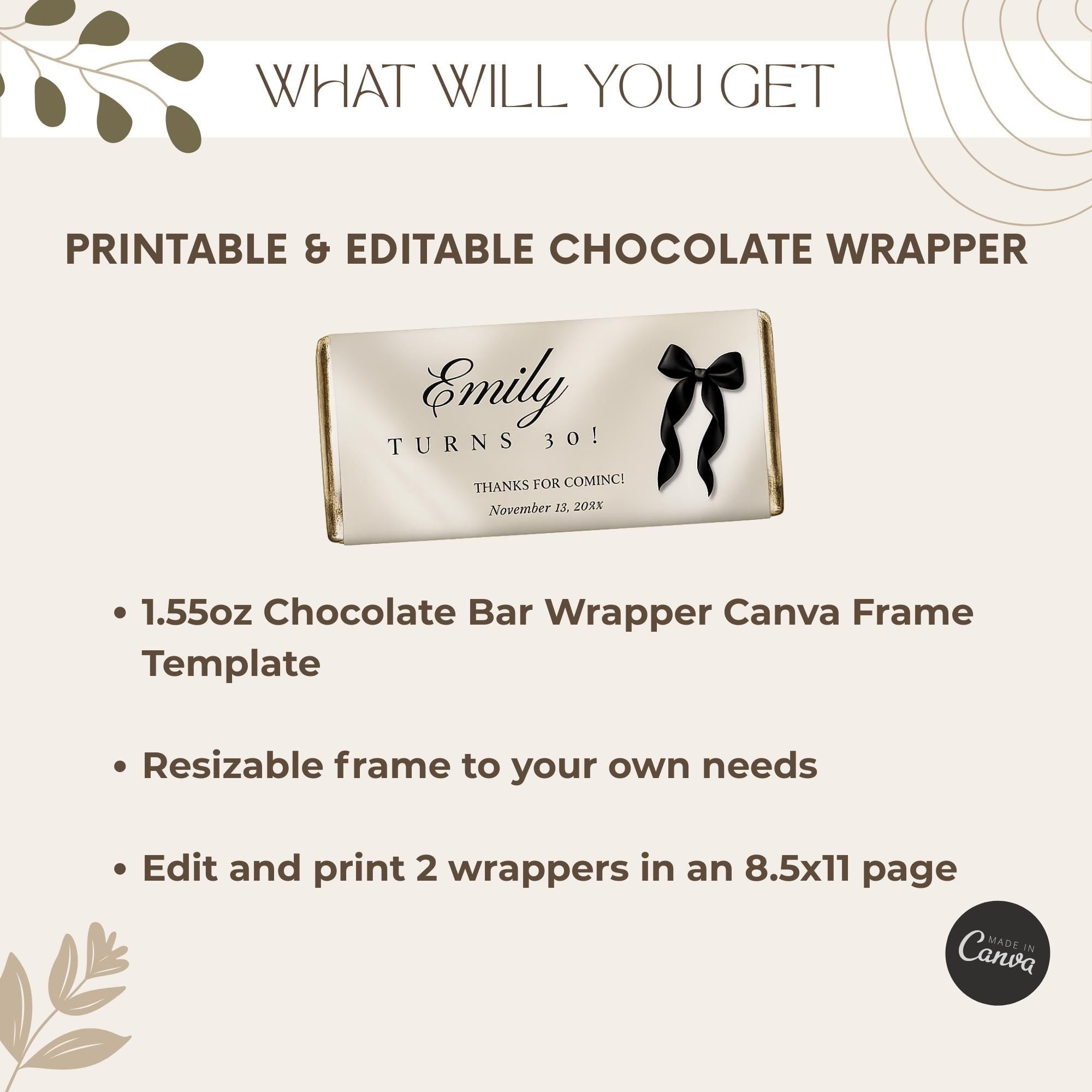 Black Bow Chocolate Bar Wrappers