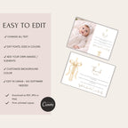 Gold Candle Baptism Photo Thank You Card
