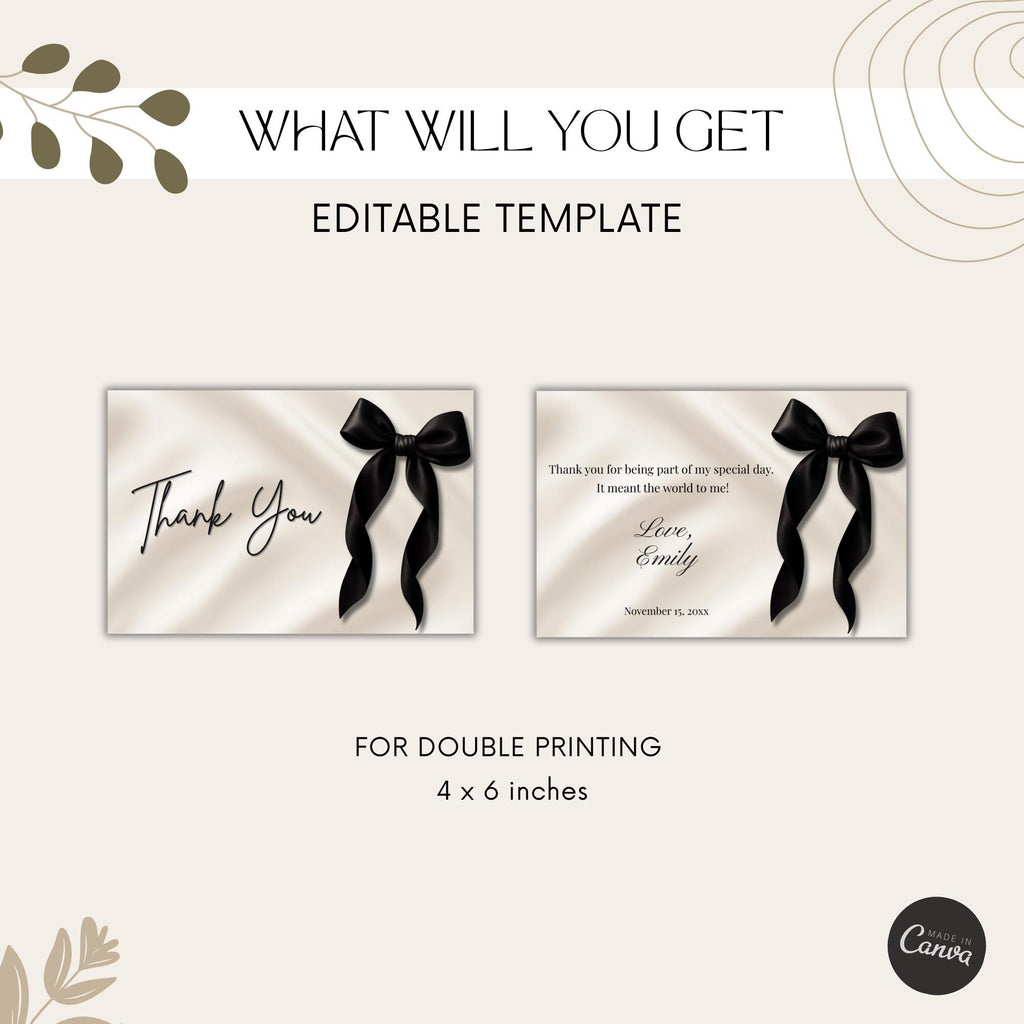 Black Bow Thank You Cards