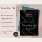 Elegant Black Satin Dinner Birthday Invitation