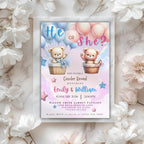 He or She Teddy Gender Reveal Invitation
